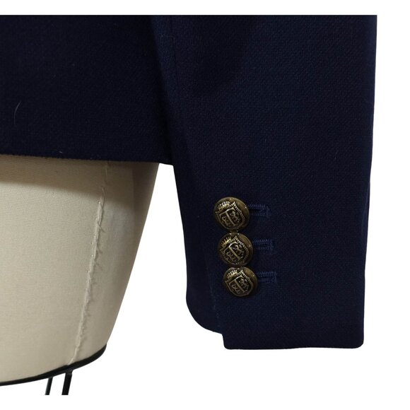 TALBOTS Navy Blue Ponte Knit Ornate Button Blazer Size 8 Nautical Preppy Office - Picture 7 of 9
